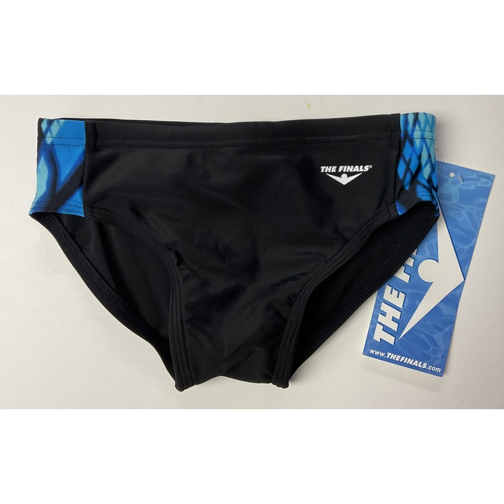 NWT TYR Youth the Finals‎ Racer Compression Swim Briefs Black & Blue Size 24